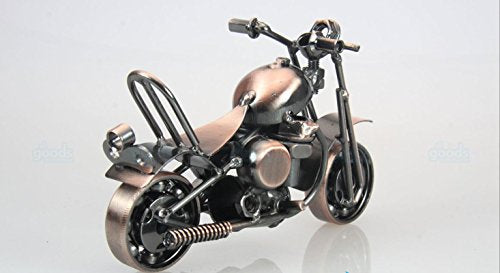 Trebisky Metal Motorcycle Decor Figurine Iron Motorcycle Sculpture Desk Decor Art Gift Vintage Home Office Decor Birthday for Men Friend Dad Son Him (Chopper) - color: Copper Chopper