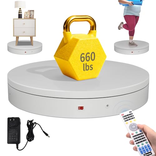 Super Heavy Duty Remote-Controlled Motorized Turntable,Motorized Rotating Display Stand,Speed-Adjustable Rotating Platform,Human 3D Scan Electric Turntable for Scan,Showcase(19.7in/White) - size: 19.7inch/White/700Lbs Load
