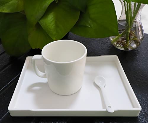 Small White Serving Tray (8.5 x 6.3 inch) for Serving Accessory, Spa, Coffee, Drinks, Wine, Tea, Bar, Party, Seasoning, Perfume or Display Use. - color: White-1 Tray, size: 8.5" x 6.3" x 0.8"