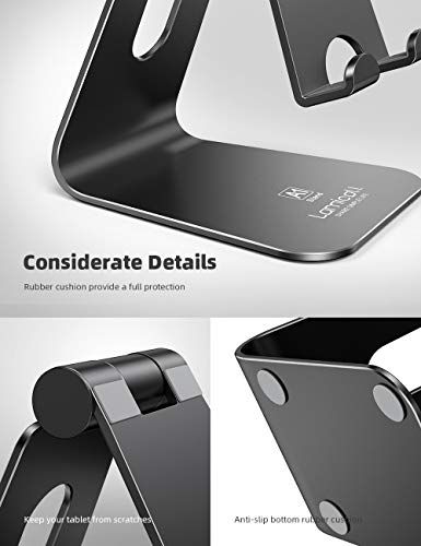 Lamicall Tablet Stand, Tablet Holder for Desk - Multi-Angle Adjustable Tablet Desktop Dock Gifts, Compatible with iPad Pro 11, 12.9, Air, Mini, Fire HD, Galaxy Tab, and Other 4-13" Tablets, Black - color: Black