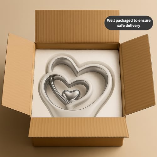 Silver Heart Ornament – Elegant Ceramic Couple Sculpture – White & Silver Tabletop Decor – Romantic Centerpiece for Living Room, Bedroom or Office – Anniversary or Valentine’s Gift