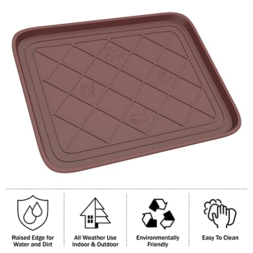 All Weather Boot Tray - Small Water Resistant Plastic Utility Shoe Mat for Indoor and Outdoor Use in All Seasons by Stalwart (Brown) - color: Brown