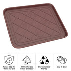 All Weather Boot Tray - Small Water Resistant Plastic Utility Shoe Mat for Indoor and Outdoor Use in All Seasons by Stalwart (Brown) - color: Brown
