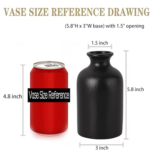 Ceramic Black Small Vase, Dry Flower Vases Minimalism Style for Modern Table Shelf Fit Fireplace Bedroom Kitchen Living Room Home Decor (Black, Medium) - color: Black, size: Medium