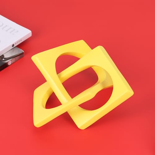 Jax Geometric Yellow Knot Statue Decor, Home Bookcase Centerpiece and Tabletop Sculpture, For Home Decor Accent Cube Ornaments - color: Yellow