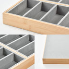 Natural bamboo Glasses Eyeglass Eyewear Sun glasses Sunglasses Box Storage Case Tray Display Showcase Organizer Box - color: Grey 8 Grids