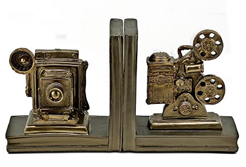Bellaa 24971 Camera Bookends Retro Projectors Book Ends Library Bookshelves Support Decorations Crafts Study Offices Wine Cabinets Desktop