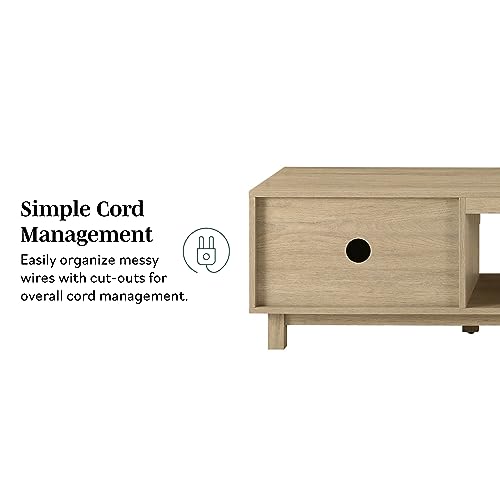 Walker Edison Arundo Fluted TV Stand for TVs up to 80 Inches, 70" TV Stand, Coastal Oak - color: Coastal Oak, size: 70" TV Stand