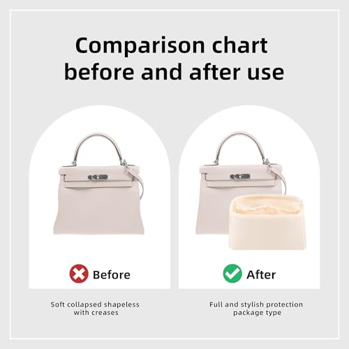 DGAZ Bag Organizer Insert For Kelly pochette/mini II /20/25/28/32/35/40 Bags, Silk Purse Organizer, Simplicity Handbag & Tote Organizer(Craie,KL20) - color: Craie, size: KL20