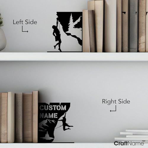 Sports Themed Metal Bookends, Book Ends for Shelves, Office Desk, Cookbook Stand, CD Holder, Magazine Holder for Office Organization, Housewarming Gifts New Home (Climbing Design) - color: Climbing Design
