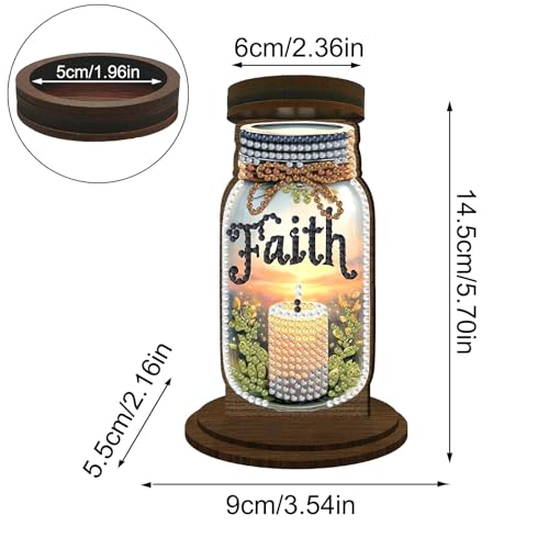 ARTopet DIY Diamond Art Painting Candlestick Holders Wooden Desk Candle Holder Ornament Double Sided Diamond Tabletop Ornaments for Home Decor-Faith - color: Faith