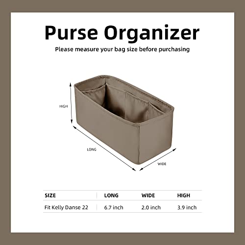 DGAZ Silk Purse Organizer Insert For Hermes Kelly Danse 22 bag，Silky Smooth Bag Organizer，Luxury Handbag & Tote Shaper（Etoupe grey，22） - color: Etoupe grey