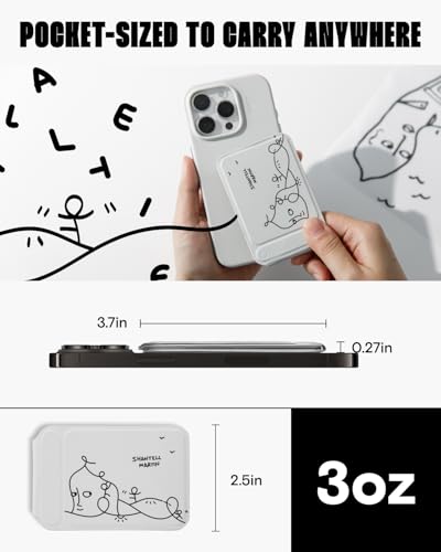 MOFT Phone Tripod Stand Selfie Stick x Shantell Martin for iPhone, Multi-Angles iPhone Stand, Lightweight & Portable Phone Holder, Strong Magnets, MOVAS Vegan Leather, Misty Cove (Without Card Slot) - color: Shantell Martin x Misty Cove x Without Card Slo
