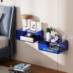 Acrylic Floating Nightstand, Bedside Table, Nightstand Shelf Wall Mounted Bedside Shelf (Dark Blue, Small) - color: Dark Blue
