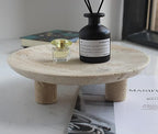 Nawgnail Handmade Travertine Fruit Bowl for Kitchen Counter 10", Large Decorative Bowl for Home Decor, Modern 3-Legs Serving Plate, Key Bowl for Entryway