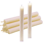 DEYBBY Natural Beeswax Taper Candles,8inch Dripless and Smokeless White Bee Wax,4Hour Burn Time Flat Top (Pack of 6) - color: White, size: 6 Pack