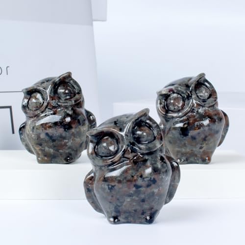 2 Inch Owl Figurine Handcrafted,Flame Stone Healing Crystal Animal Sculpture,Home Decor Unique Gift for Collectors,Crystal Artwork Nature Lovers Birthday Anniversary Present Spiritual Gift - color: Flame Stone Owl