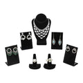 MOOCA Jewelry Display Set, Necklace Display Bust, Earring Organizer, Ring Holder Stand for Showcase and Store, Premium Fabric - color: 2) 7 piece. Black Velvet