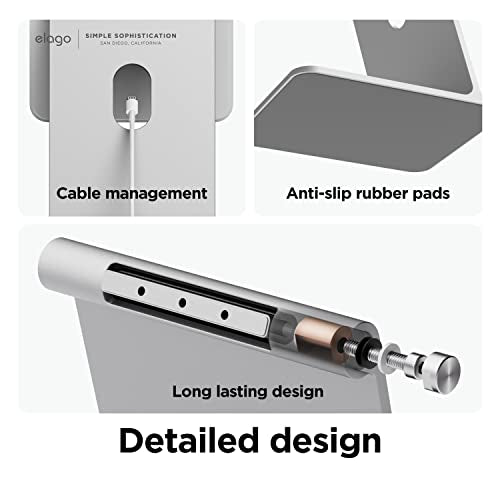 elago Premium iPad Magnetic Stand Designed for iPad Pro 12.9"(5th, 4th Gen), 11"(3rd,2nd Gen), Air 10.9"(5th, 4th Gen), Mini 8.3"(6th Gen, A17 Pro), 10.9"(10th Gen) [Silver] - color: Silver