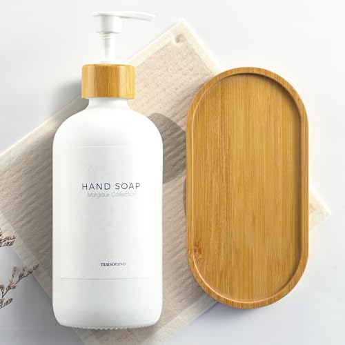 MaisoNovo Bamboo Soap Tray | Wooden Bathroom Soap Dispenser for CounterTop - color: Bamboo Tray