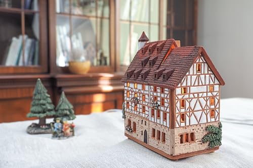 Ceramic Art Handmade Tealight Candle Holder Room Decoration Handcrafted Collectible Miniature Aroma Light House Pilatus Hause in Nurnberg, Germany B338AR