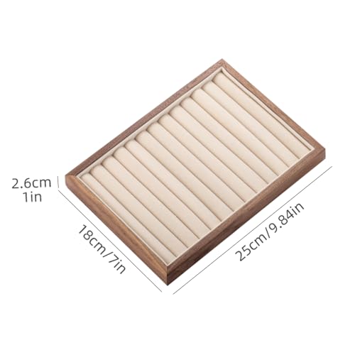 12-Line Black Walnut Wooden Jewelry Tray with Velvet Lining - Premium Ring & Earrings Storage Organizer for Drawers, Luxury Jewelry Display Tray, Elegant Jewelry Organizer for Women - color: 12 Line