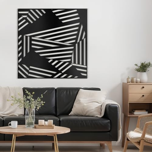 SIGNLEADER Metal Wall Decor Abstract Geometric Minimalist Modern Luxury Wall Sculpture Hangings 3D Statue Home Decoration for Living Room, Bedroom, Bathroom, Kitchen, Fireplace, Office - 18" Black - color: Gry24-2405-m24, size: 18" Black