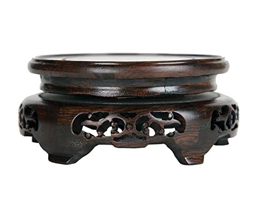 GOLDY&WENDY Circular Wooden Home Decoration Display Stand Black Sour Wood Vase Plant Buddha Statue Sculpture Fishbowl Pedestal Stand（7.9''Inside Diameter） - size: 7.9''Inside Diameter
