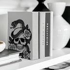Peacoblue Metal Bookends for Shelves, Modern Decorative Heavy Duty Study Book Support Stoppers for Office, Desk, Shelf, Room 5.3"x4.3"x6.7" Cast Iron Simple Tall Bookends, 1 Pair (Skulls and Snakes) - style: Skulls and Snakes