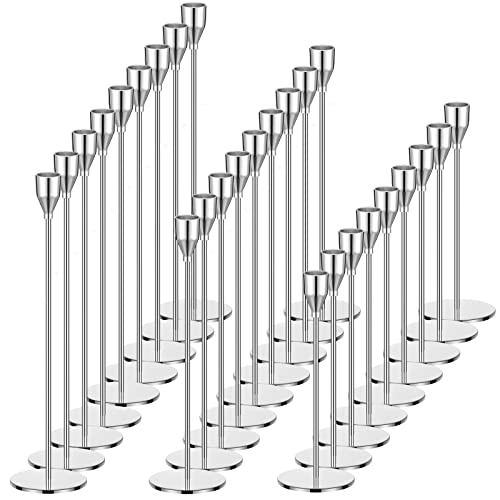 Potchen 27 Pack Silver Candles Holder, 9 Sets Metal Taper Candlestick Holders Fit 0.75 Inch Thick Pillar Candles, Vintage Modern Candle Sticks Centerpiece Decor for Wedding Home Dinning Anniversary - color: Silver