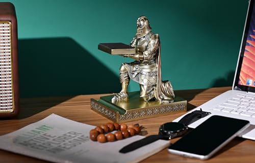 King's Guard Watch Display Stand Eyeglass Jewelry Bracelet Necklace Holder Trays Towers Resin Pen Holder Warrior Knight Mobile Phone Stand for Office & Home (Bronze) - color: Bronze