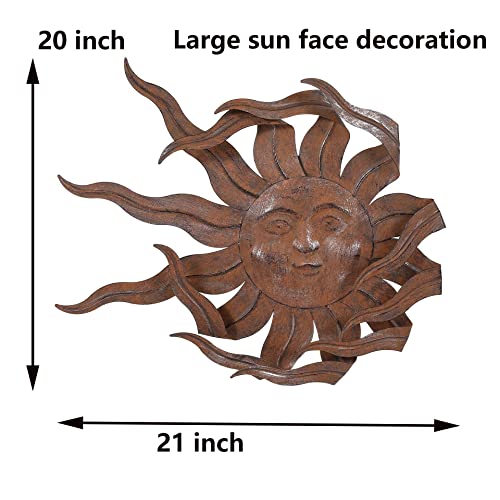 Metal Sun Wall Art Decor 21" W Large Sunface Outdoor Decor - size: 21"L x 20"W