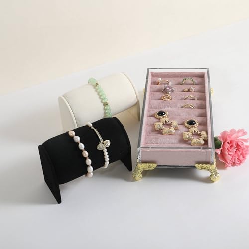 Velvet Watch Display Stand for Selling, Bracelet Storage Organizer for Boutique Store, Woman Jewelry Bangle Holder for Home Decor【Black】 - color: Black