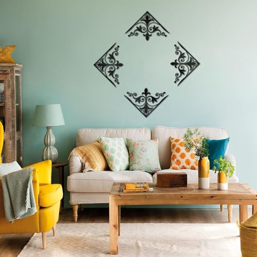 cape leadwort 4 Pcs Black Metal Scroll Wall Decor, Vintage Floral Scroll Metal Wall Art, Waterproof & Easy to Hang Metal Wall Sculptures for Living Room, Bedroom, Bathroom, Farmhouse - color: 4Scroll