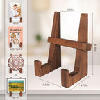DEBETOOL Wooden Plate Stand - 8.8inch Wood Plate Holder Stand for Display, Rustic Wooden Picture Frame Holder Stand, Decorative Table Top Easels for Display
