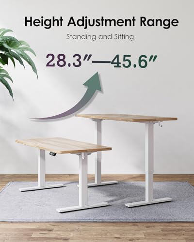 TIQLAB Standing Desk 63 x 24 inch, Electric Height Adjustable Desk with Splice Board, Sit Stand Desk Computer Table for Home Office, White Frame/Maple Top - color: Maple, size: 63*24 inch