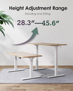 TIQLAB Height Adjustable Electric Standing Desk, 55 x 24 inch, Sit Stand Up Desk, Splice Board, Computer Home Office Desk, White Frame/Maple Top - color: Maple, size: 55*24 inch