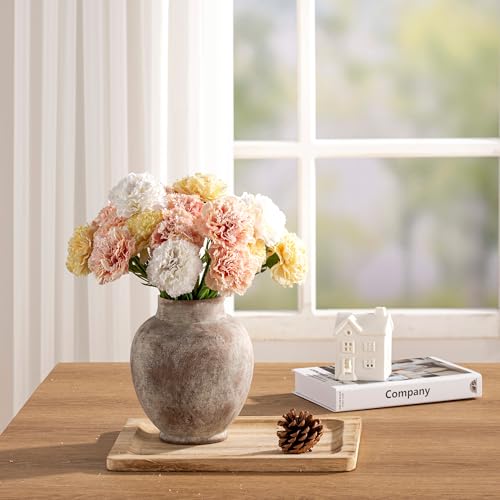 Ceramic Flower Vases Home Decor, Rustic Farmhouse Decorative Vase Pottery Pampas Grass Vases for Decor Table Living Room Entryway Mantel Bookshelf Bedroom Bathroom Kitchen - 7.4 Inch Rustic - color: 6.7"h - Rustic