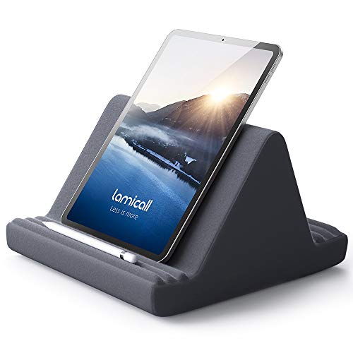 Lamicall Tablet Pillow Stand, Pillow Soft Pad for Lap - Tablet Holder Dock for Bed with 6 Viewing Angles, Great Gifts, for 4-13" Tablets, Like iPad Pro 11, 13, Air, Mini, Kindle, Galaxy Tab, E-Reader - color: Grey