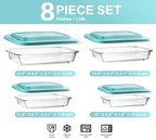 8-Piece Deep Glass Baking Dish Set with Plastic lids,Rectangular Glass Bakeware Set with Lids, Baking Pans for Lasagna, Leftovers, Cooking, Kitchen, Freezer-to-Oven and Dishwasher, Green - color: Green