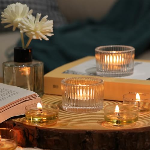 HAVITI 24 Pack Clear Tealight Candle Holders, Glass Votive Candle Holders for Fall Wedding Table Centerpiece, Home Decor and Party Supplies - color: Clear, size: 1.3" x 2"