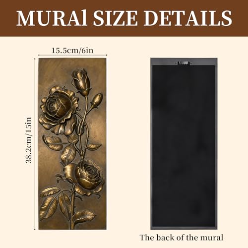 EvruCexul Vintage Floral Wall Sculpture, Antique Bronze Resin Wall Art with Ornate Botanical Design, Decorative Wall Plaque for Elegant Home Décor (Rose) - style: Rose