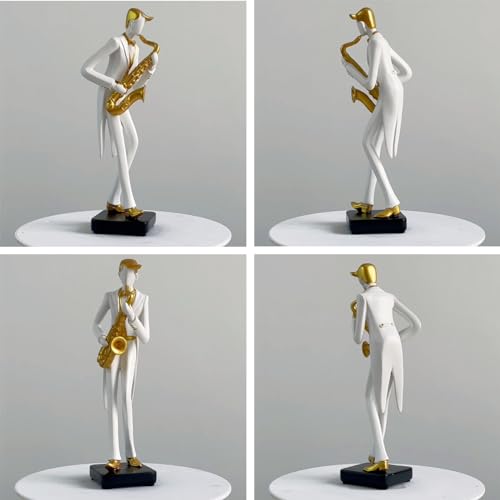 HAUCOZE Music Decor Musician Statue Saxophone Sculpture Figurine Music Lovers Gift for Studio Living Room Office 10 Inch
