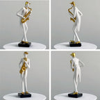 HAUCOZE Music Decor Musician Statue Saxophone Sculpture Figurine Music Lovers Gift for Studio Living Room Office 10 Inch