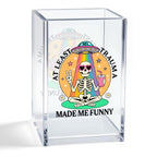 At Least My Trauma Made Me Funny Acrylic Organizer Pencil Pen Holder, Skeleton Acrylic Desk Organizer, Funny Gifts for Therapist Counselor, Mental Health Gifts for Stressed Coworker Student - style: At Least