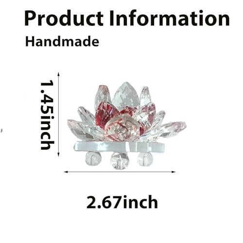 Crystal Figurine Flower Decor Glass Ornaments Transparent Crystal Figurine for Home,Office,Gift Decoration(Red) - color: Red