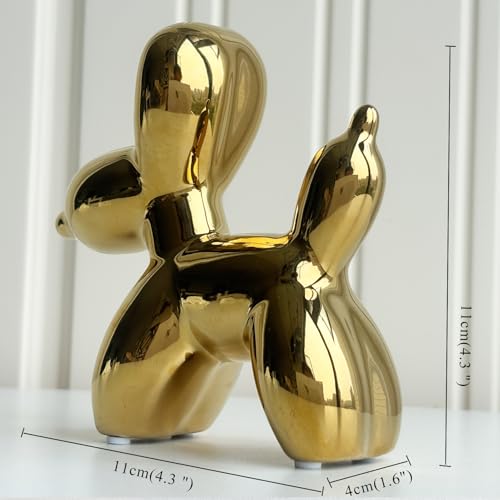 Modern Balloon Dog Decorative Sculpture,Ceramic Dog Figurines Statues Contemporary Art Decor for Living Room,Bedroom,Desk,Bookshelf,Shelf,Coffee Table, Fireplace Mantel (Gold) - color: Gold