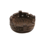Wooden Display Stand Base 3.15" Circular Wood Carved Pedestal Oriental Style Home Decoration for Vase, Flower Pots, Teapot, Table Lamp, Fishbowl - style: Circular