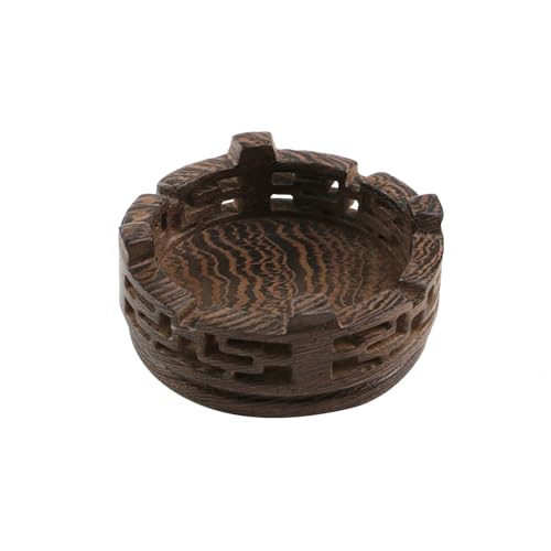 Wooden Display Stand Base 3.15" Circular Wood Carved Pedestal Oriental Style Home Decoration for Vase, Flower Pots, Teapot, Table Lamp, Fishbowl - style: Circular