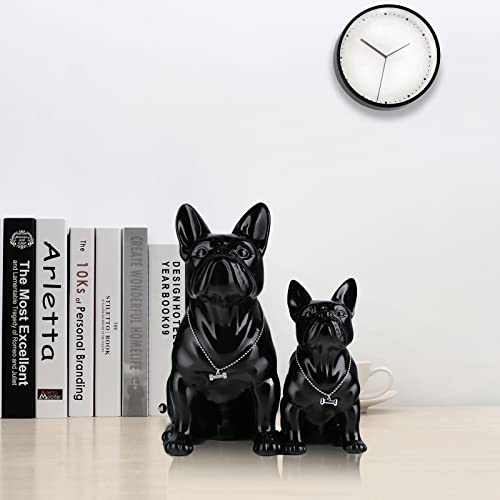 suruim Luxury French Bulldog Statue Collection - Gold/Silver/Black Chrome Dog Sculpture, Decorative Dog Statue for Home Decor & Gift (Black, 9 in) - color: Black, size: 9in